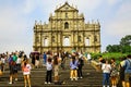 Visitors in front of ruins of st. paul`s, monte fort, macau