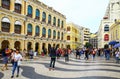 Largo do senado senado square at macau with tourists Royalty Free Stock Photo