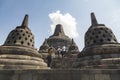 Tourists enjoying on top of the Borobudur temple, Java, Indonesia Royalty Free Stock Photo