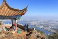 Tourists enjoying the view of Kunming, the capital of Yunnan province in Southern China, from XiShan Western Hill Royalty Free Stock Photo
