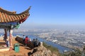Tourists enjoying the view of Kunming, the capital of Yunnan province in Southern China, from XiShan Western Hill Royalty Free Stock Photo