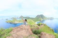 Tourists enjoying view on Padar Island