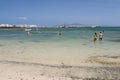 Tourists Enjoying the Warm Atlanatic In Fuerteventura, Spain, editorial Royalty Free Stock Photo