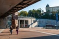 Tourists at the entrance of the BBK Maritime Museum Ria in Bilbao, Spain Royalty Free Stock Photo