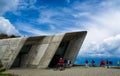 Tourists at the entrance of the Messner Mountain Museum Corones