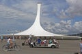 Tourists on environmental transport in Sochi Olympic Park