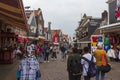 Tourists explore the small town of Volendam, on the Markermeer Lake Royalty Free Stock Photo