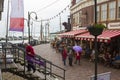 Tourists explore the small town of Volendam, on the Markermeer Lake Royalty Free Stock Photo