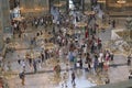 Tourists explore the vast interior of Hagia Sophia