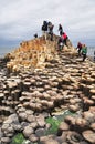 Tourists exploring the Giant`s Causeway. Northern Ireland