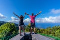 Tourists exploring the natural park of Cubo de la Galga on the island of La Palma