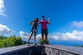 Tourists exploring the natural park of Cubo de la Galga on the island of La Palma