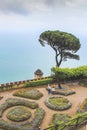 Tourists in the famous garden of the Villa Rufolo at the small city of Ravello on the Amalfi coast, Italy Royalty Free Stock Photo