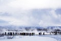 Tourists at the famous geyser Strokkur, Iceland Royalty Free Stock Photo