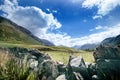 Tourists favourite place in Scotland - Isle of Skye. Very famous castle in Scotland called Eilean Donan castle. Scotland green nat Royalty Free Stock Photo