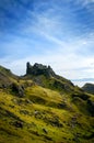 Tourists favourite place in Scotland - Isle of Skye. Very famous castle in Scotland called Eilean Donan castle. Scotland green nat