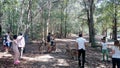 Tourists Feeding Wild Kangaroos @ Morisset Park Royalty Free Stock Photo