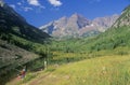 Tourists Fishing In Maroon Lake, Royalty Free Stock Photo