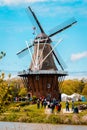 Tourists flocking to De Zwaan windmill in Holland Michigan during tulip time Royalty Free Stock Photo