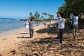 Tourists Flood Haleiwa Beach Park in Oahu Hawaii Royalty Free Stock Photo