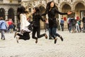 Tourists freedom in Brussels Grand Place Royalty Free Stock Photo