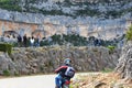 Tourists in French gorges de la Nesque