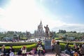 Tourists at the front of Cinderella Castle Tokyo Disney Resort in Urayasu, Chiba prefecture, Tokyo, Japan Royalty Free Stock Photo