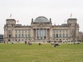 Tourists In Front of Berlin Reichstag, Home of The German Parliament Bundestag Royalty Free Stock Photo