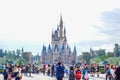 Tourists at the front of Cinderella Castle Tokyo Disney Resort in Urayasu, Chiba prefecture, Tokyo, Japan Royalty Free Stock Photo