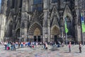 Tourists in front of the historic dom church in Koln