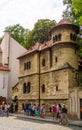 Tourists in front of the Jewish Ceremonial Hall