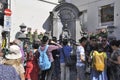 Tourists in front of the Manneken Pis