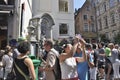 Tourists in front of the Manneken Pis