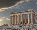 Tourists in front of Parthenon ancient temple