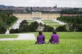 Tourists in front of Schonbrunn palace, Vienna, Austria