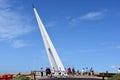 Monument the white bird in Etretat, Normandy, Fra