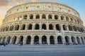 The ancient Roman Colosseum at dusk in Rome Italy Royalty Free Stock Photo