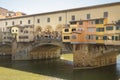 Florence, Italy. ponte vecchio. tourists and river Royalty Free Stock Photo