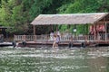 Tourists gathered to watch nature in the the River Kwai rafting.