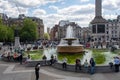 Tourists gathered in Trafalgar Square