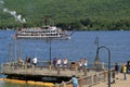 Tourists gathered on wharf,Lake George,New York,2014