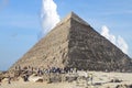 Tourists gathering at Giza Pyramid