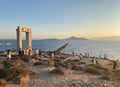 Tourists gathering for sunset in Naxos