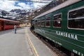 Tourists getting on the Flamsbana train in Myrdal, Vestland, Norway