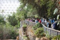 Tourists in giant green house Bioshpere