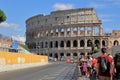 The tourists go back from Colosseum