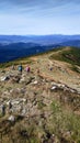 Tourists go down the trail from the mountain, on Mount Hoverla, Ukraine Royalty Free Stock Photo