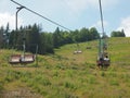 Old cableway lift in the Carpathian mountains