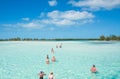 Tourists go wading to island of Cayo Largo. Cuba