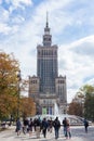 Tourists going to the Palace of Culture and Science (PaÃâac Kultury i Nauki or PKiN) in Warsaw, Poland.